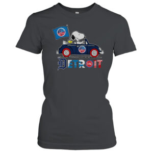Snoopy And Woodstock Driver Car Detroit City Sports Tigers Lions Pistons And Red Wings T-Shirt