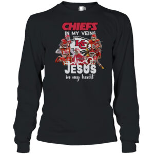 Super Bowl LVII Champions Kansas City Chiefs In My Veins Jesus In My Heart Signatures T-Shirt