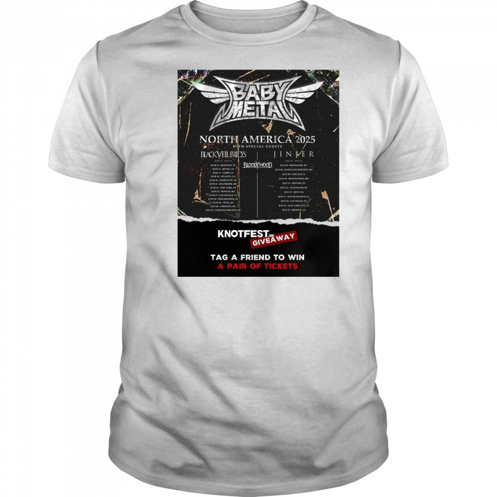 Babymetal North America June – July 2025 With Special Guests Black Veil Brides Jinjer Poster t-shirt Babymetal North America June – July 2025 With Special Guests Black Veil Brides Jinjer Poster t-shirt