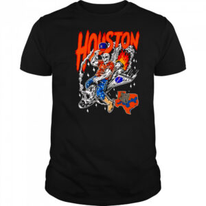 Houston Astros skeleton riding space ship shirt