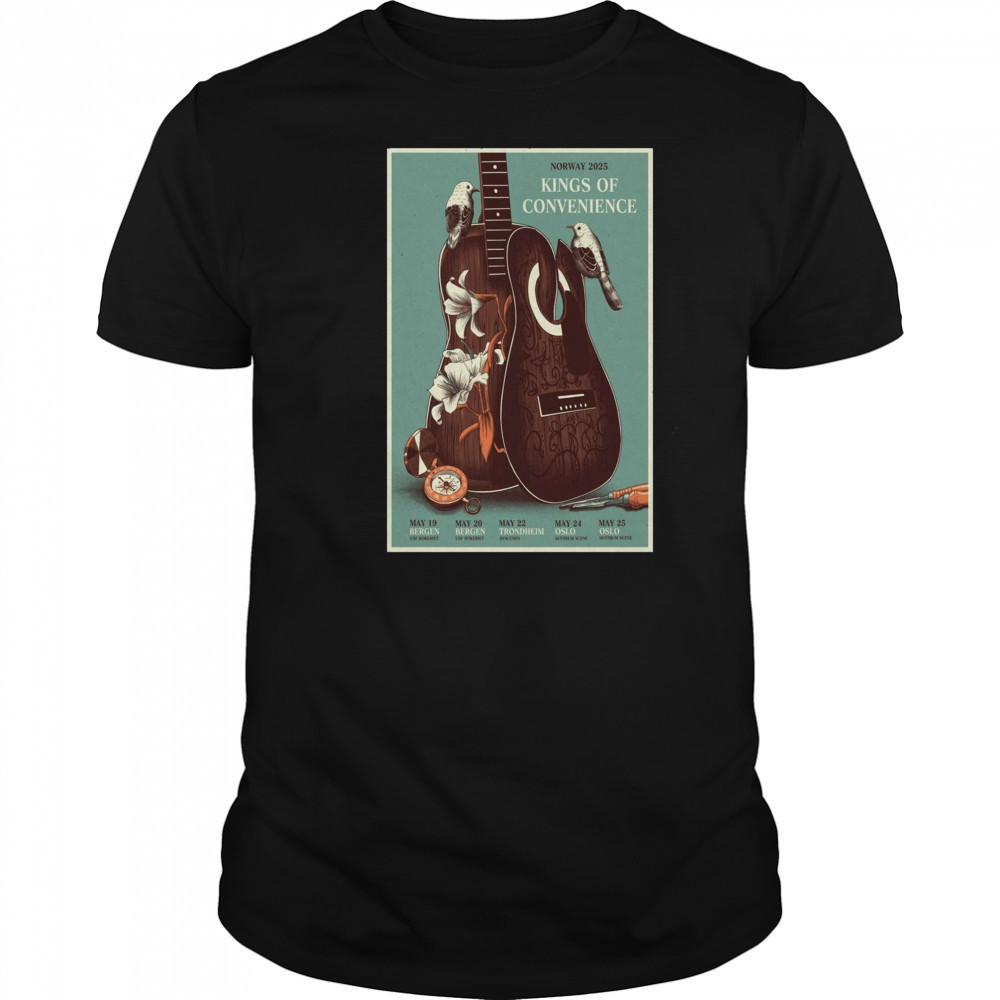Kings Of Convenience Norway Tour May 19 – 25 2025 Bergen Bergen Trondheim Oslo t-shirt Kings Of Convenience Norway Tour May 19 – 25 2025 Bergen Bergen Trondheim Oslo t-shirt