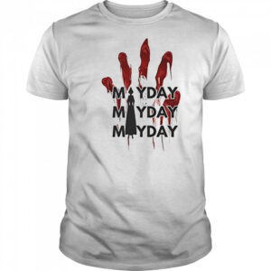 Mayday mayday mayday red handprint resist shirt