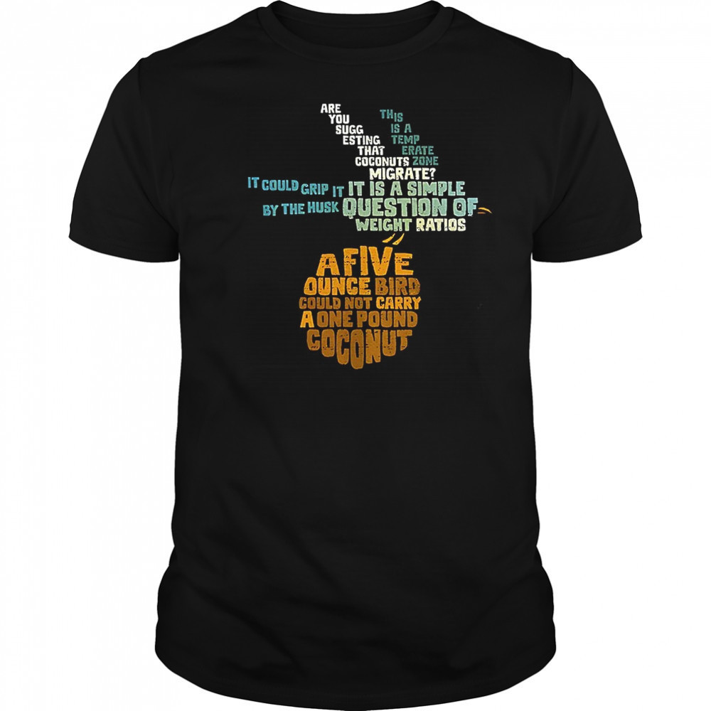 Monty Python and the Holy Grail and the question of whether a swallow can carry a coconut shirt