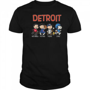 Peanuts Detroit Red Wings x Detroit Pistons x Detroit Tigers x Detroit Lions 2025 Shirt
