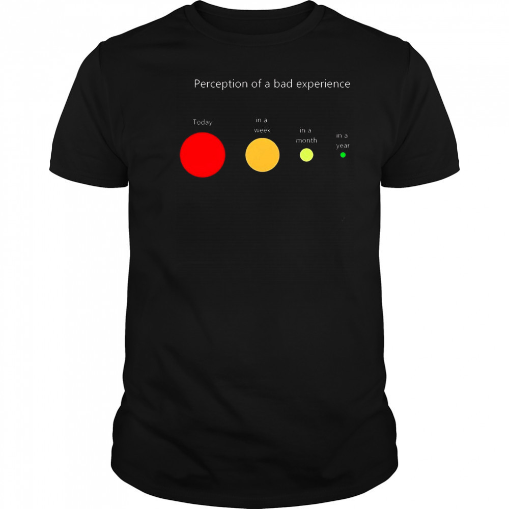 Perception of a bad experience Today in a week in a month in a year t-shirt