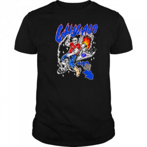 Skeleton riding space ship Chicago Cubs shirt