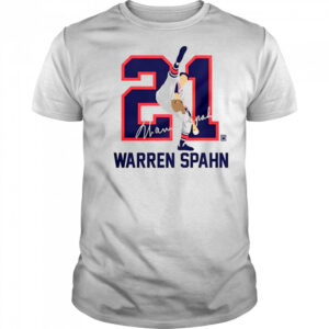 Teambrown Warren Spahn Baseball Hall Of Fame Member Signature T-Shirt