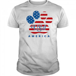 USA America dog footprints shirt