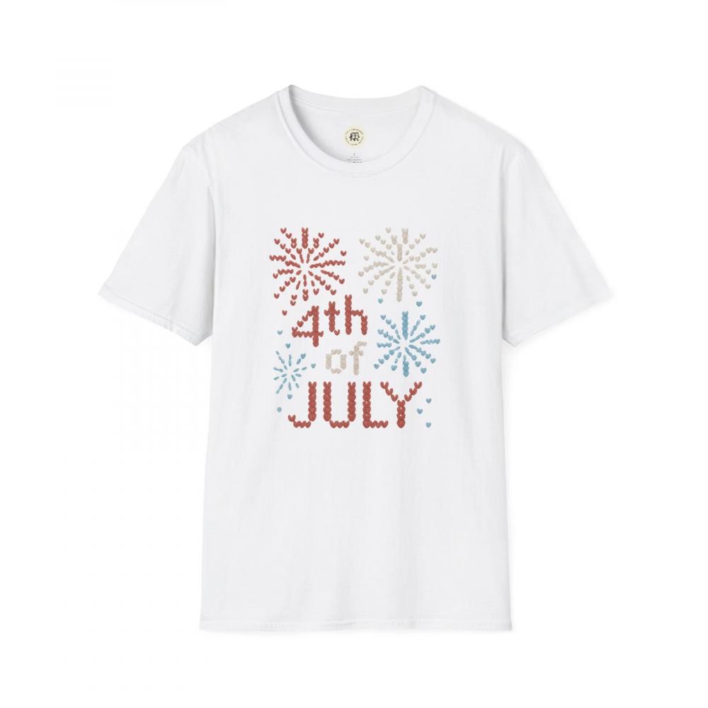 4th of July Fireworks hand-knitted look T-Shirt