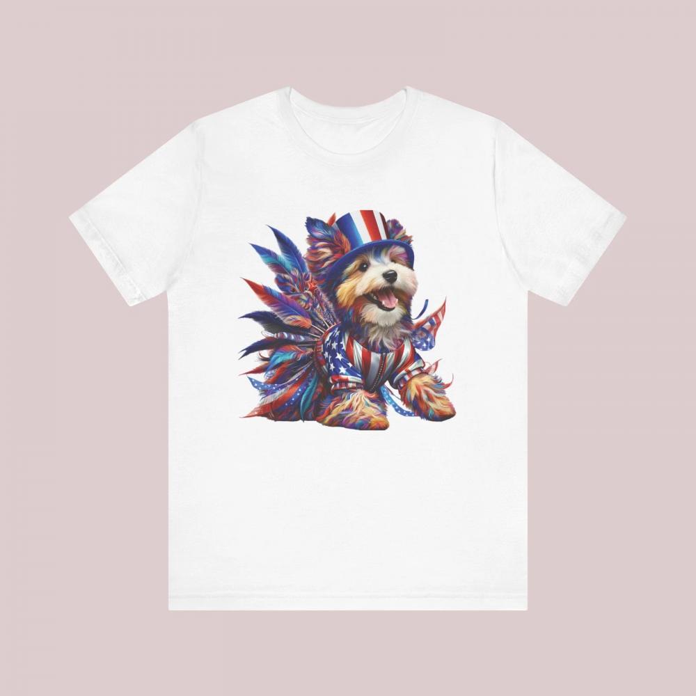 4th of July Patriotic Dog T-Shirt, Perfect Unisex Jersey Tee for Dog Lovers