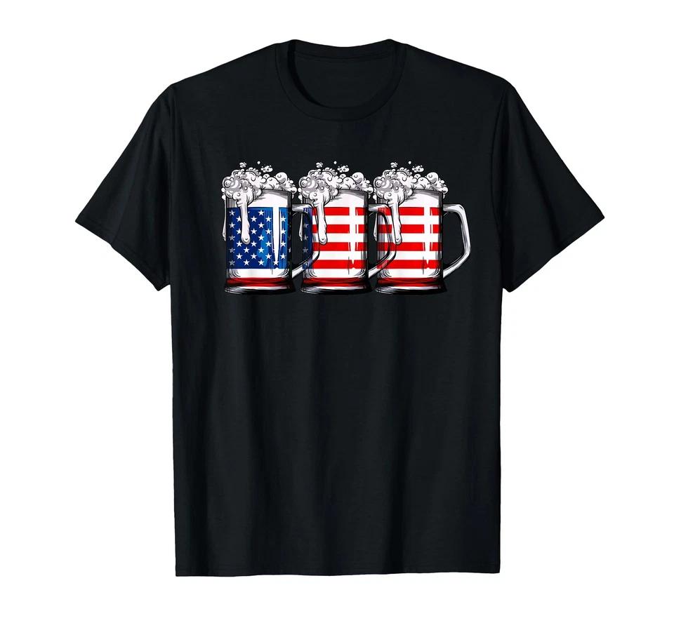 American Flag 4th of July Men Women Merica Drinking USA T-Shirt