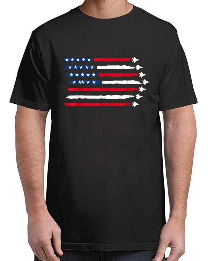 American Flag Fighter Jets Patriotic USA 4th Of July Vintage T-Shirt