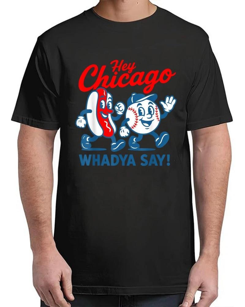 Hey Chicago Whadya Say Baseball and Hot Dog 4th of July T-Shirt