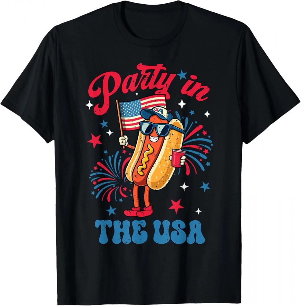 Party In The USA 4th of July Cute Soda And Hotdog Patriotic T-Shirt