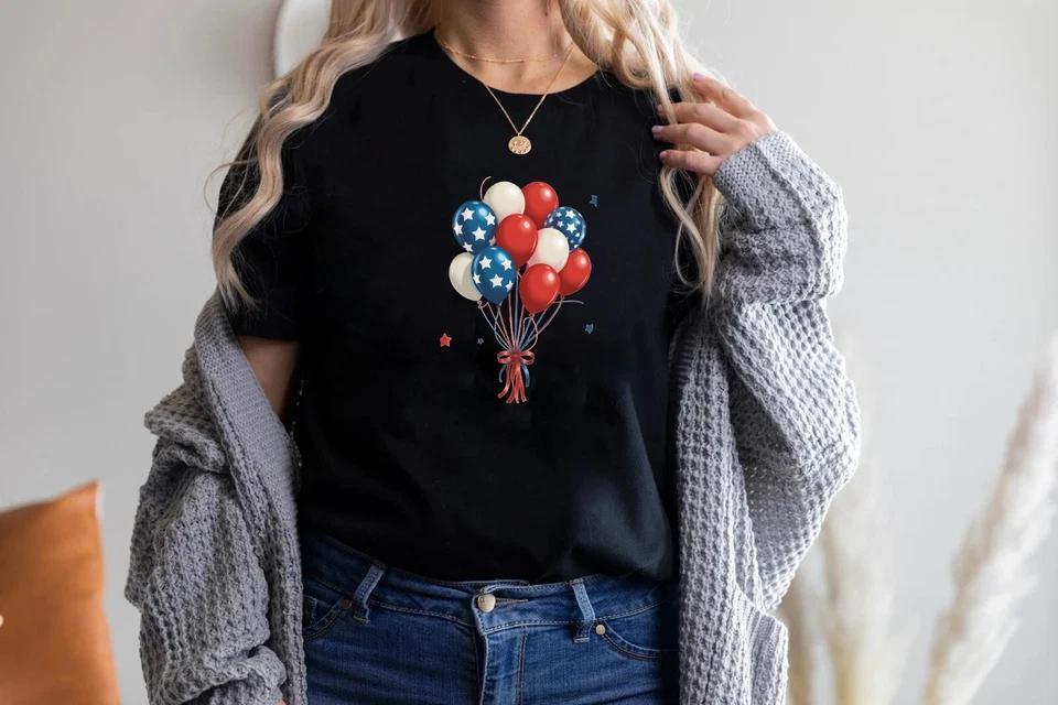 Patriotic Balloon Shirt – 4th of July Celebration Tee