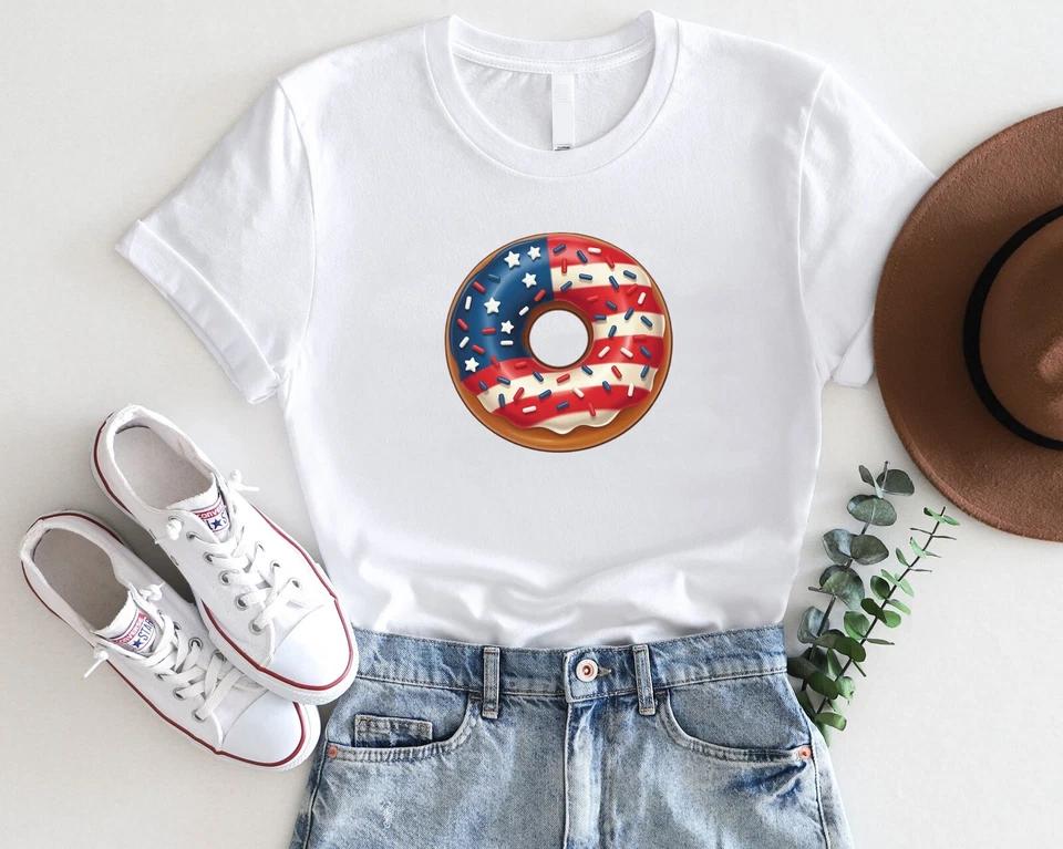 Patriotic Donut T-Shirt – 4th of July USA Flag Sprinkle Doughnut Tee