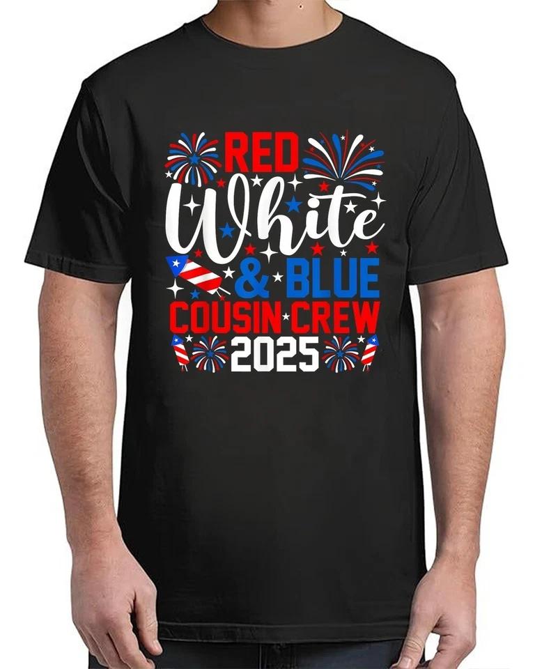 Red White And Blue Cousin Crew 2025 4th Of July Fireworks T-Shirt