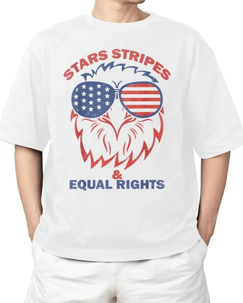 Stars Stripes And Equal Rights Eagle USA Flag 4th Of July T-Shirt