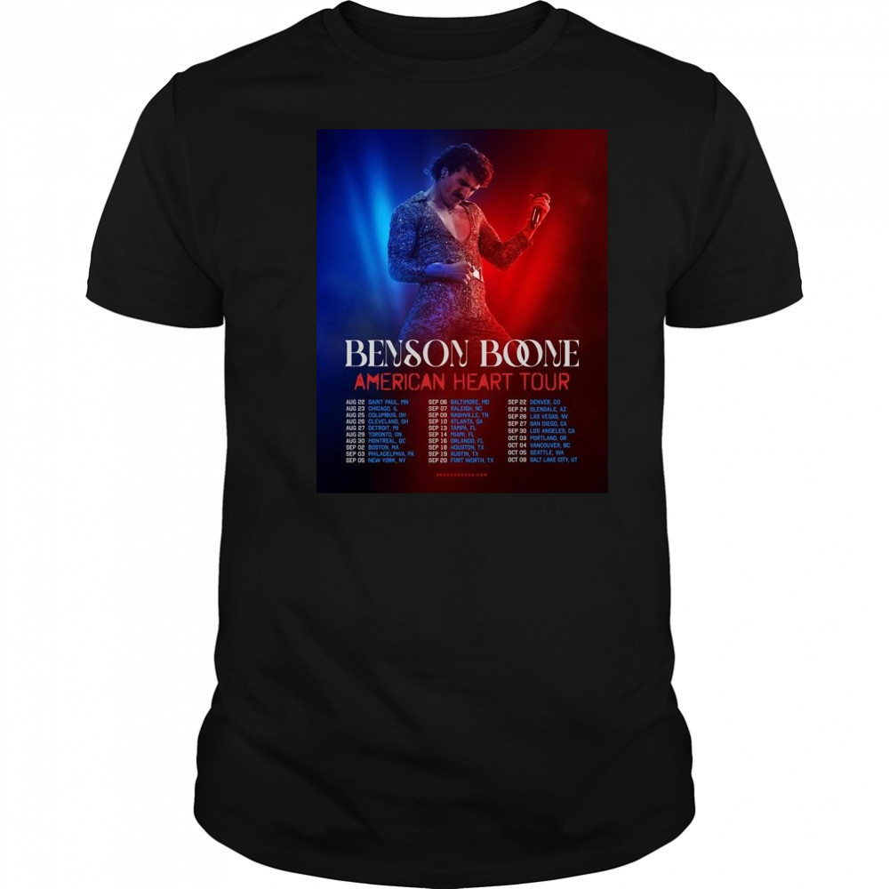 Benson Boone American Heart Tour 2025 Dates List Start In Saint Paul MN On August 22 Shirt Benson Boone American Heart Tour 2025 Dates List Start In Saint Paul MN On August 22 Shirt