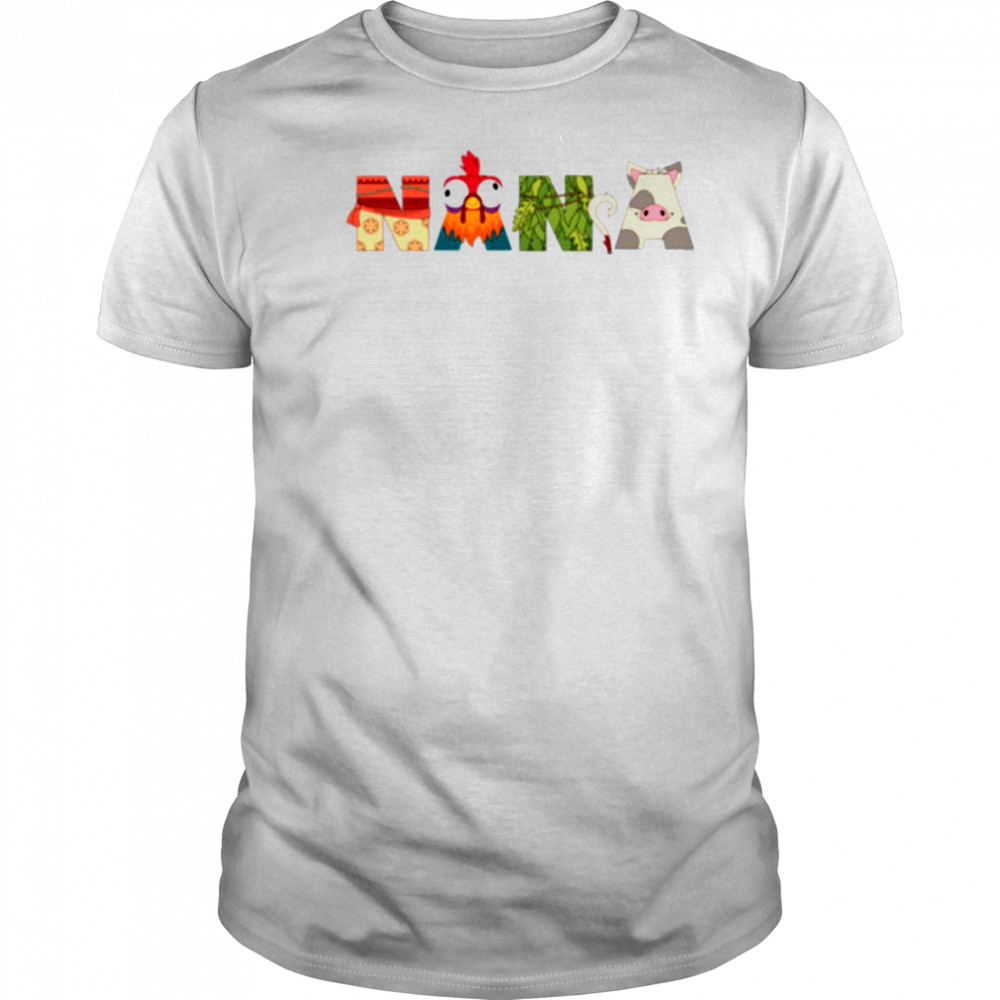 Disney Moana Letters Nana Grandma Gift Family Trip Vacation Shirt