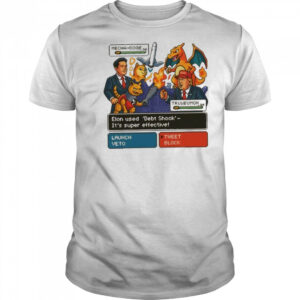 Elon Musk vs Donald Trump Battle 2025 Pokemon Cover Funny White shirt