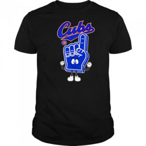 Foam hand number one finger Chicago Cubs shirt