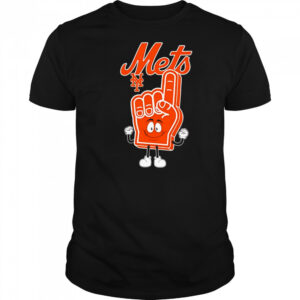 Foam hand number one finger New York Mets shirt
