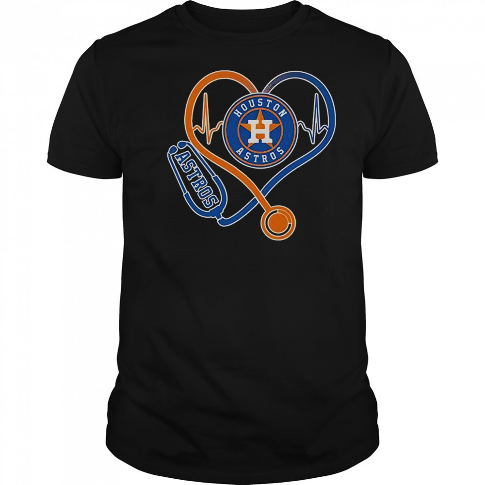 Houston Astros Caring Hearts Nurse Stethoscope T-Shirt