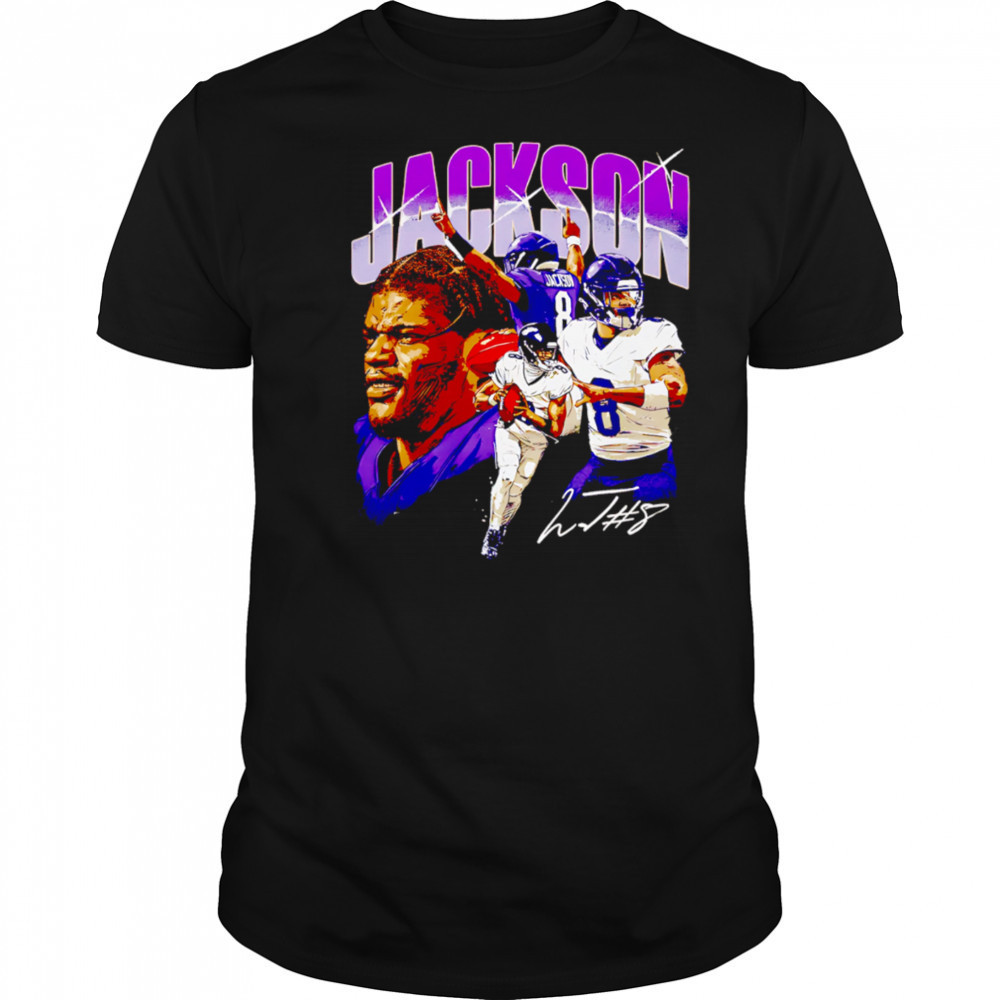Lamar Jackson number 8 Baltimore Collage signature shirt