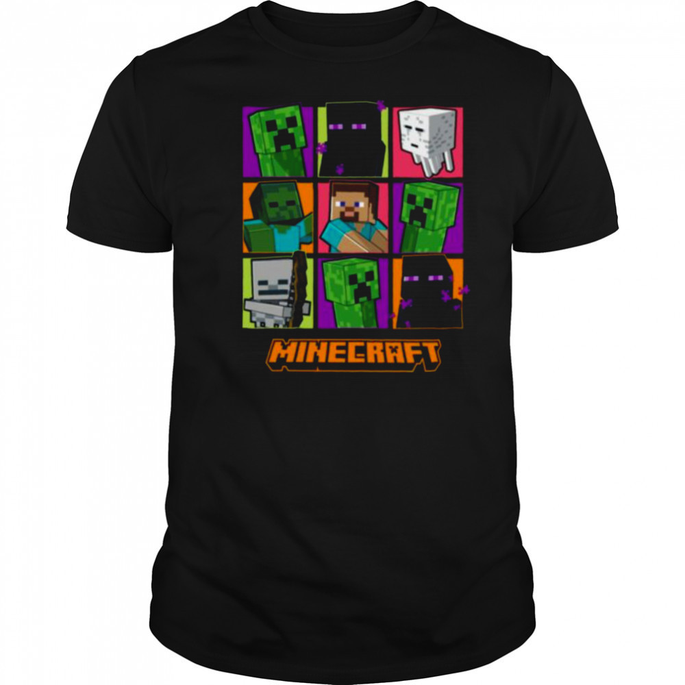 Minecraft Creeper Enderman Characters Grid Shirt