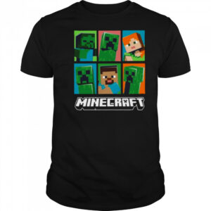 Minecraft Creeper Zombie Alex Steve Character Grid Shirt