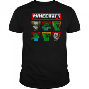 Minecraft Hostile Mobs Creeper Zombie Skeleton Grid Shirt