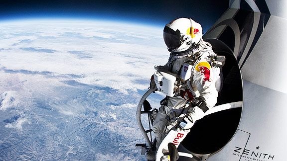 Felix Baumgartner, in 2012, became the first human to break the sound barrier with only his body, reaching 843.6 mph in his pressurized suit during a 9-mile descent from a capsule hoisted more than 24 miles above the Earth by a helium balloon.