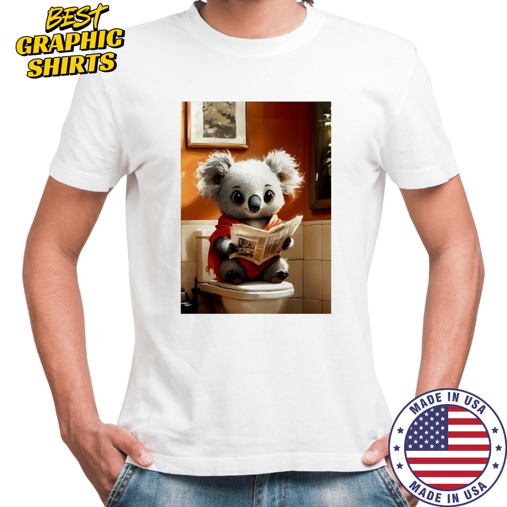 Koala Bear reading Newspaper Bathroom Morning Routine Charm shirt