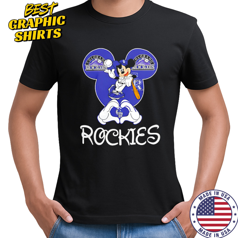 Mickey Colorado Rockies Baseball Logo Heart shirt