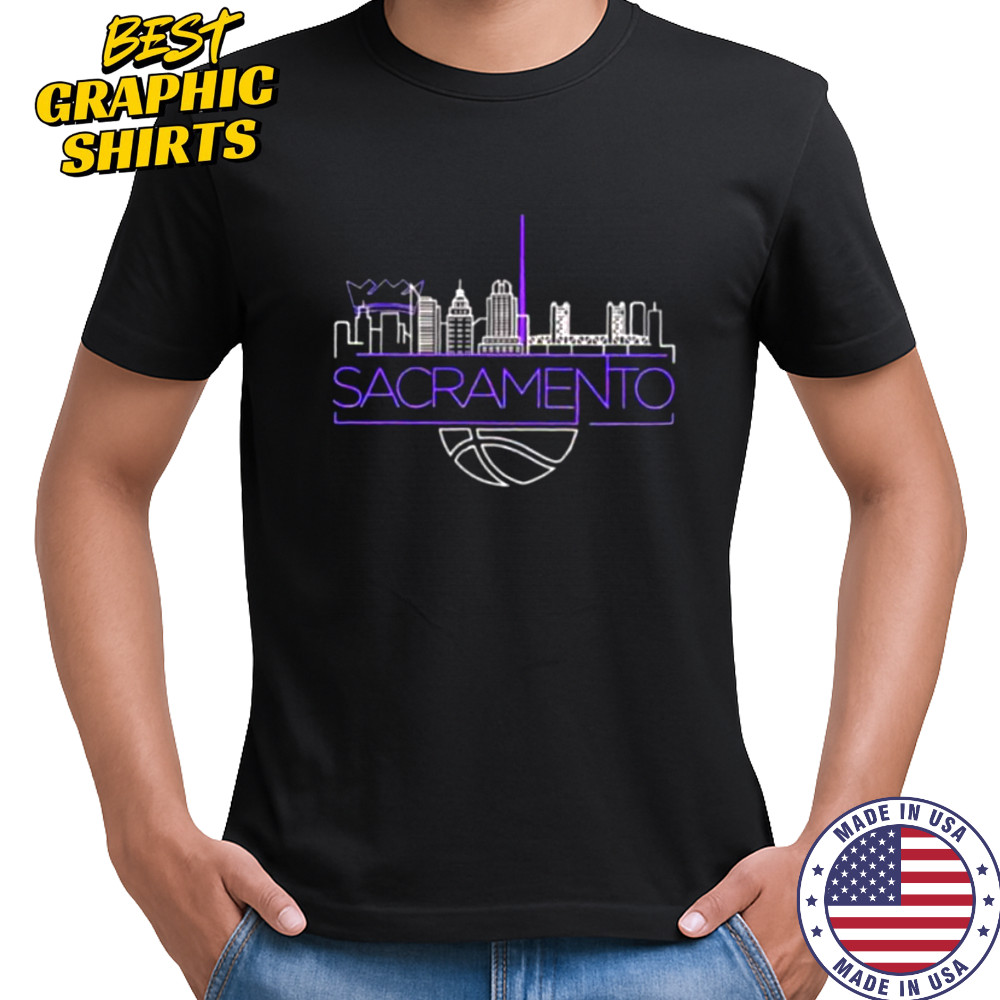 Sacramento Kings basketball NBA light the beam City skyline shirt