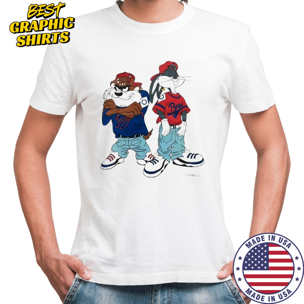 Bugs Bunny and the Tasmanian Devil hip hop vintage poster shirt