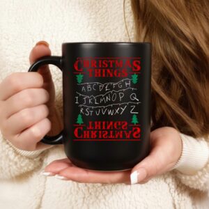 ABCDEFGHIJ Christmas Things Upside Down Alphabet Merry Xmas_Ceramic Mug