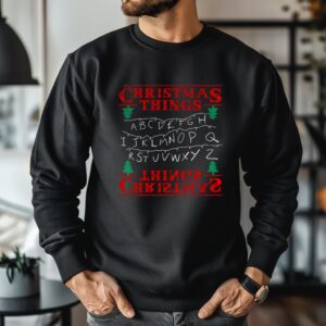 ABCDEFGHIJ Christmas Things Upside Down Alphabet Merry Xmas_Crewneck Sweatshirt