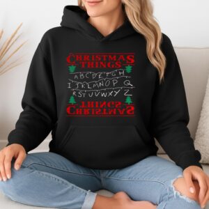 ABCDEFGHIJ Christmas Things Upside Down Alphabet Merry Xmas_Hoodie