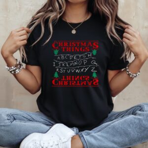 ABCDEFGHIJ Christmas Things Upside Down Alphabet Merry Xmas_Ladies T-Shirt