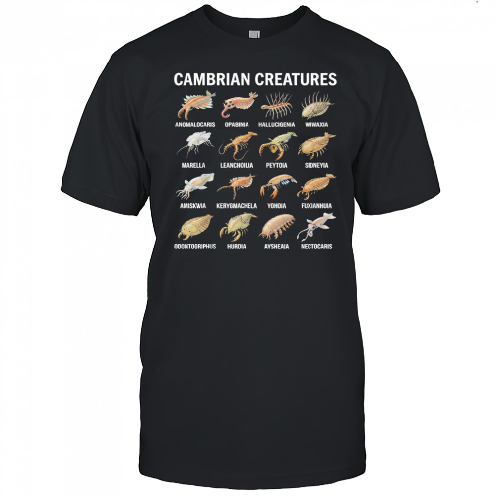 Cambrian Creatures Chart Prehistoric Life Paleontology shirt