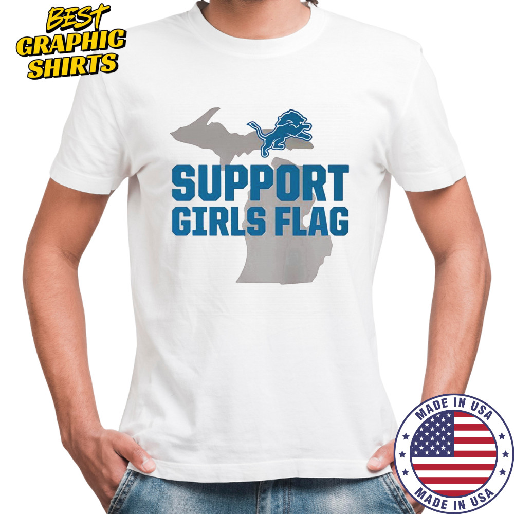 Detroit Football Support Girls Flag Shirt
