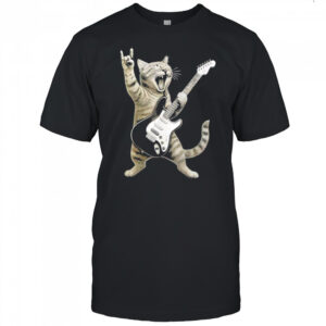 Funny Cat Playing Guitar Rock and Roll shirt