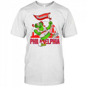 Phillie Phanatic dancing Philadelphia Phillies baseball skyline mascot shirt