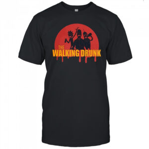 The walking drunk cartoon character silhouette shirt